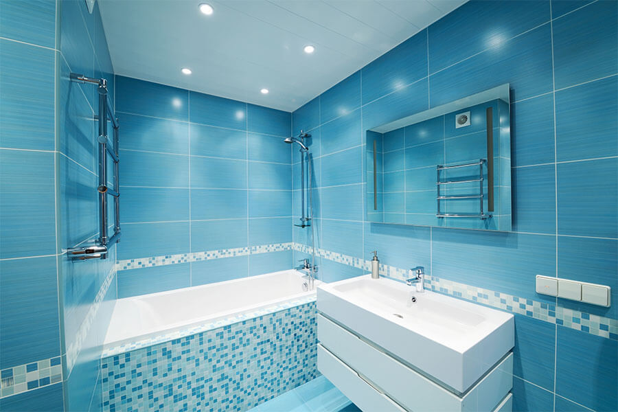 blue patterned bathroom tile