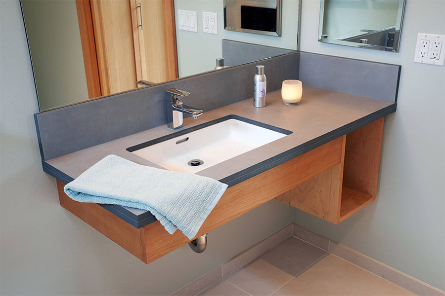 bathroom countertop made of recycled paper